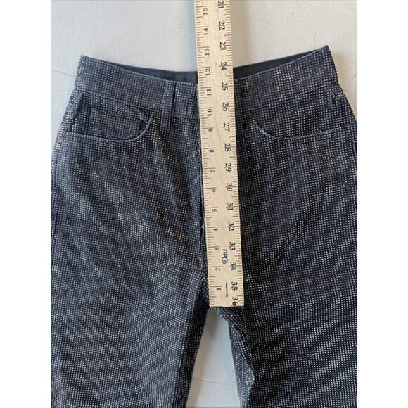 Zara Pants Womens 2 Straight Cut Rhinestone Jeans Black Festival Going Out NYE - Picture 12 of 13